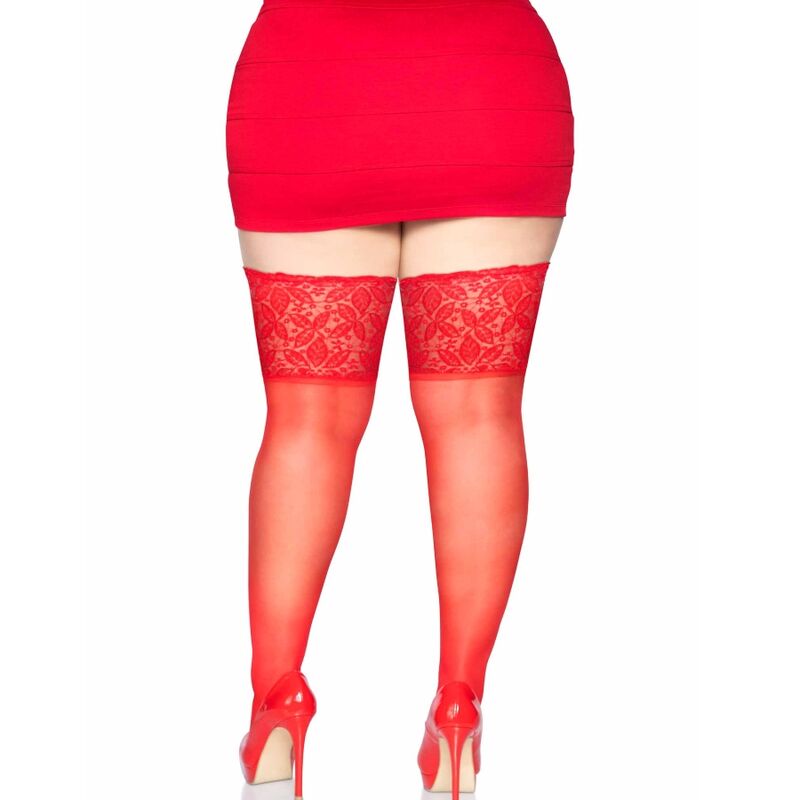 LEG AVENUE - MEDIAS ROJAS AUTOADHESIVAS CON ENCAJE ANCHO ONE SIZE - Image 2