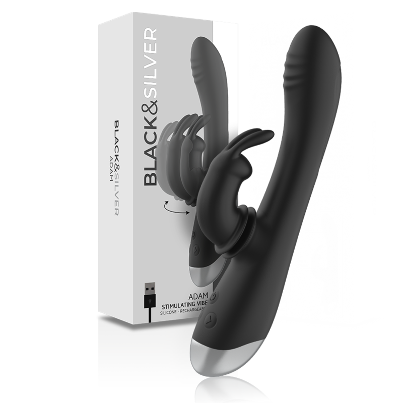 BLACKSILVER - DJ. ESTIMULADOR DE COELHO DE SILICONE RECARREGÁVEL ADAM PRETO