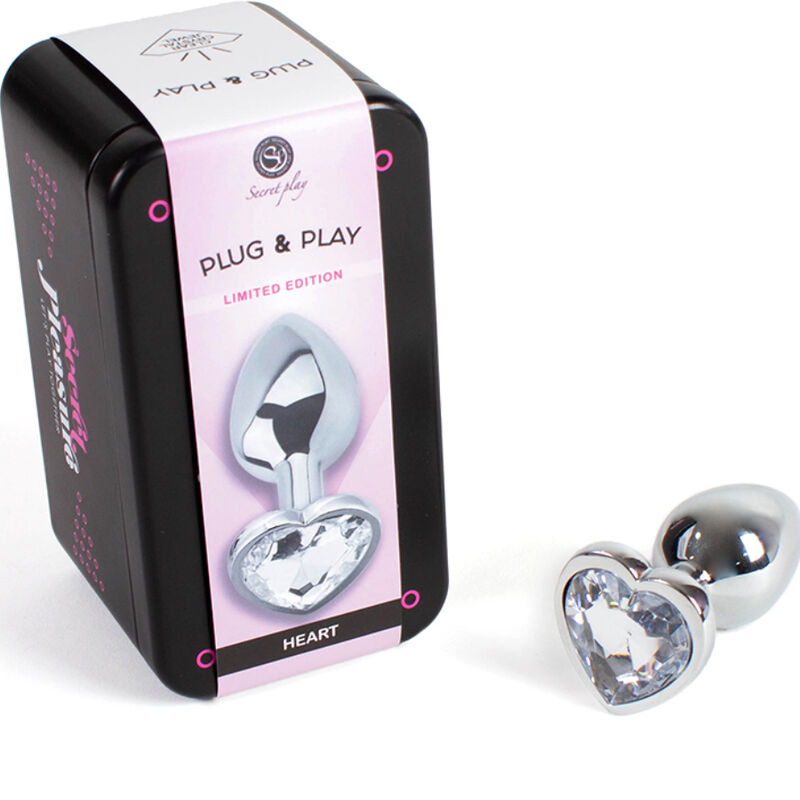 SECRETPLAY - PLUG ANAL DE METAL CORAO DE CRISTAL TRANSPARENTE TAMANHO PEQUENO 7 CM - Image 2
