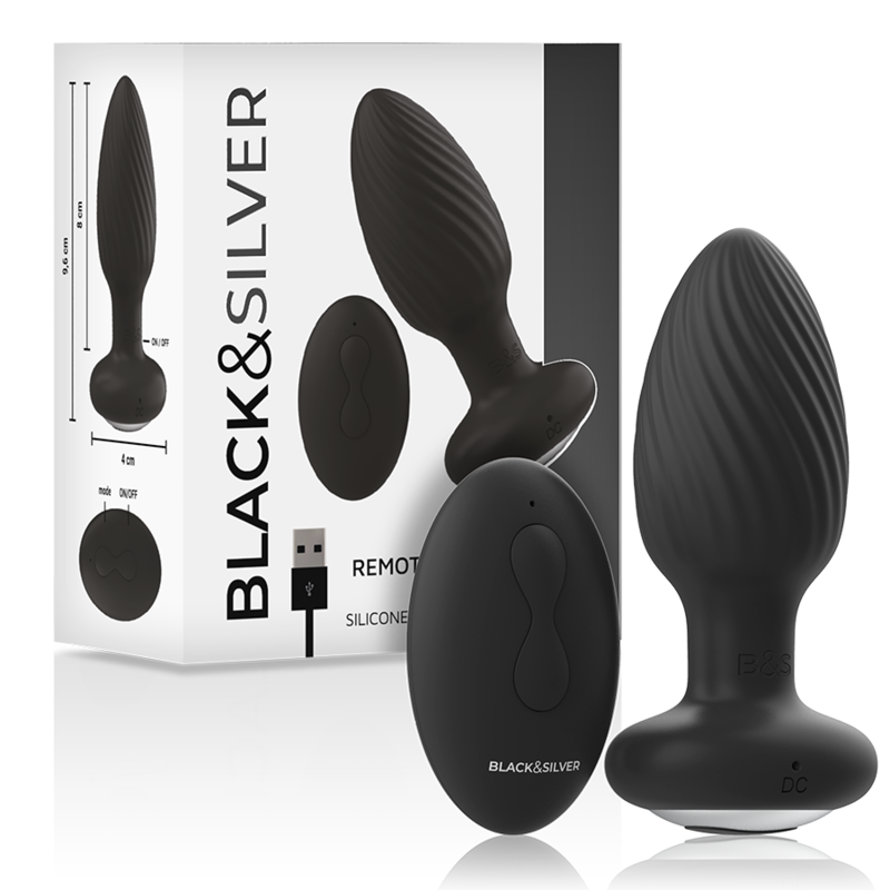 BLACKSILVER - PLUG DE POÇOS SILICONE ANAL ROTATOR CONTROLE REMOTO