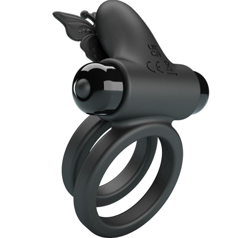 PRETTY LOVE - ANEL VIBRADOR DUPLO COM ESTIMULADOR PRETO - Image 4