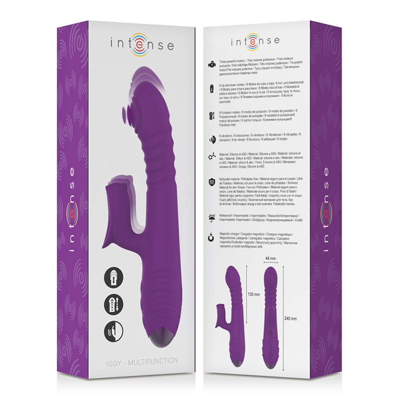 INTENSE - VIBRADOR RECARREGVEL MULTIFUNO IGGY PARA CIMA E PARA BAIXO COM ESTIMULADOR CLITÓRICO ROXO - Image 5