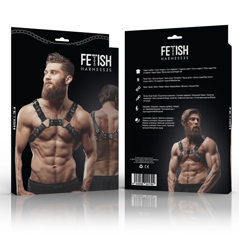 FETISH SUBMISSIVE ATTITUDE - ARNÊS DE BULLDOG DE PEITO DE COURO ECOLÓGICO AJUSTVEL PARA HOMENS - Image 2