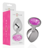 INTENSE - PLUG ANAL DE METAL DE ALUMÍNIO COM CRISTAL ROSA TAMANHO L