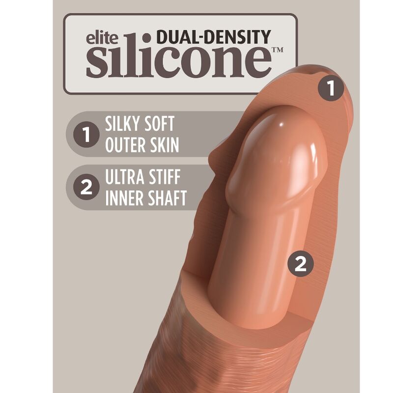 KING COCK - ELITE DILDO DE SILICONE REALISTA 20.3 CM CARAMELO - Image 4