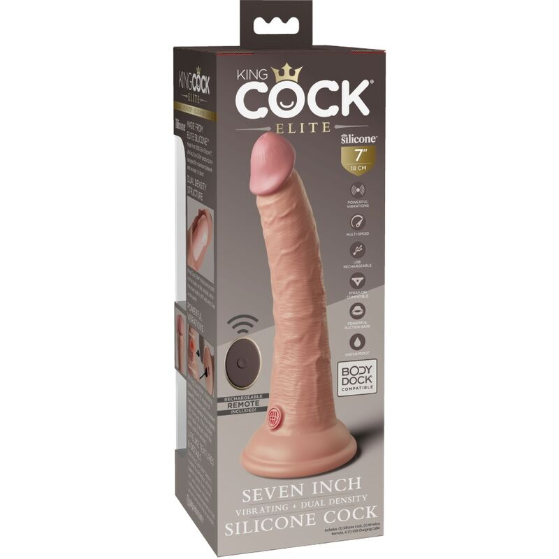 KING COCK - ELITE VIBRADOR DILDO REALÍSTICO E CONTROLE REMOTO DE SILICONE 17.8 CM - Image 5