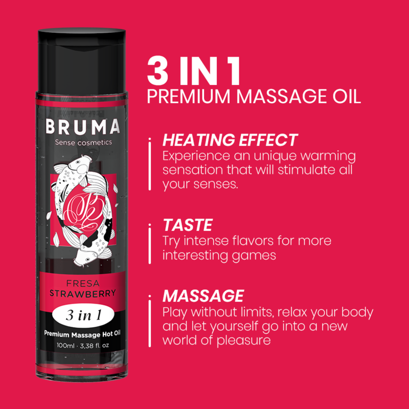 BRUMA - ÓLEO DE MASSAGEM PREMIUM EFEITO CALOR SABOR MORANGO 3 EM 1 - 100 ML - Image 4