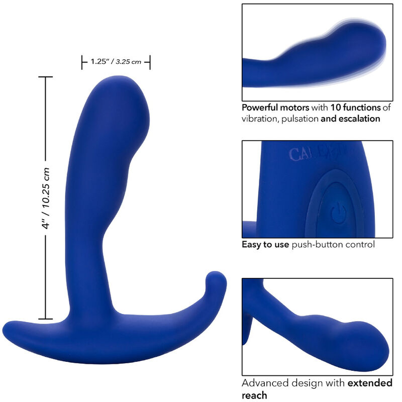 CALEXOTICS - ADMIRAL ESTIMULADOR ANAL CURVO E VIBRADOR AZUL - Image 4