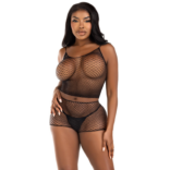 LEG AVENUE - SET CAMISETA PANTALON REJILLA NEGRO