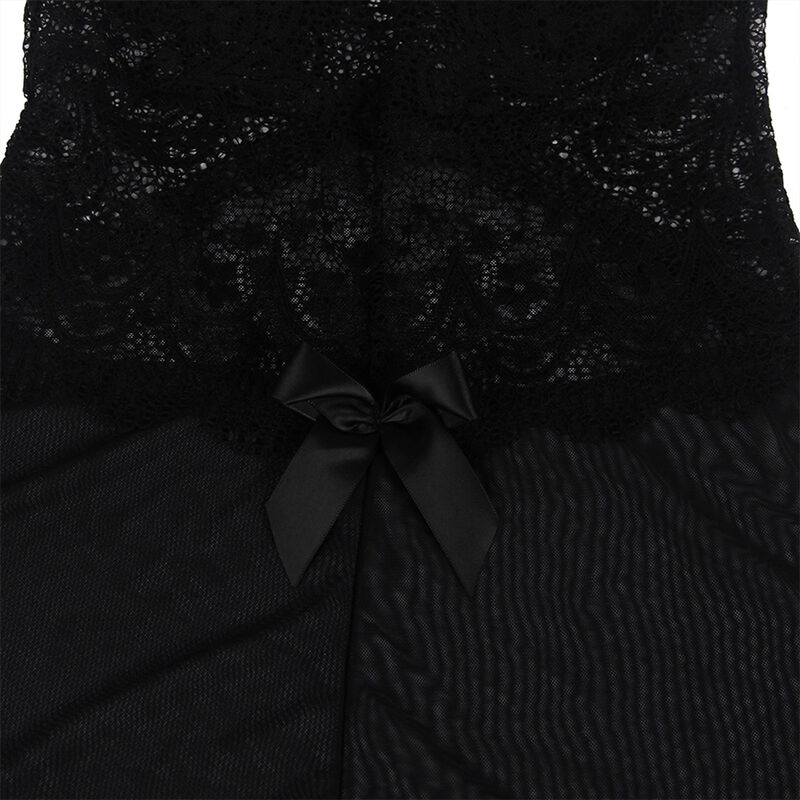 SUBBLIME - BABYDOLL TELA DE TUL DETALLE ENCAJE Y FLOR NEGRO S/M - Image 5