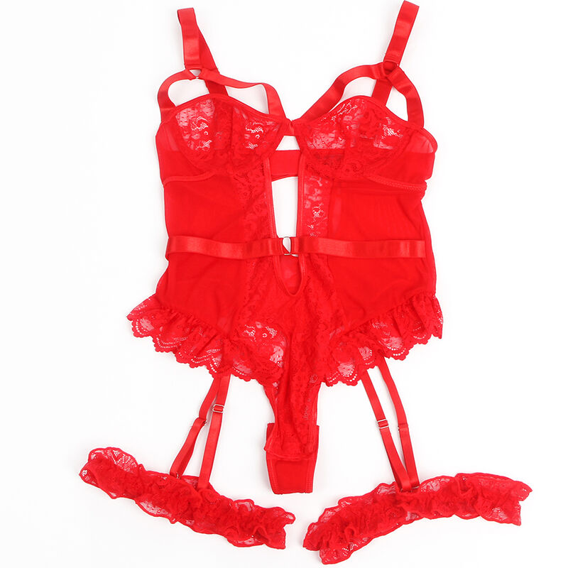 SUBBLIME - TEDDY CON LIGA DETALLE ENCAJE Y TIRAS ROJO S/M - Image 3