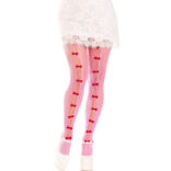 LEG AVENUE - MEDIAS CON ABERTURAS CORAZON LAZOS ROSA