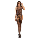 SUBBLIME - 952136 BODYSTOCKING SEM FUNDO DE REDE COM DETALHES FLORAIS E DECOTE HALTER PRETO TAMANHO ÚNICO
