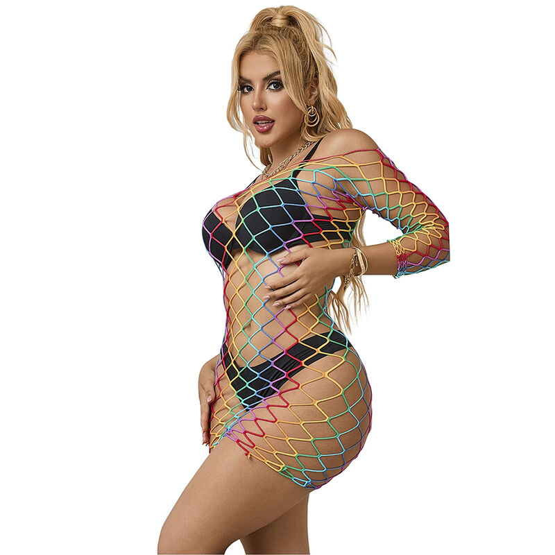 SUBBLIME - 952426 RAINBOW MANGA LONGA FISHNET VESTIDO TAMANHO ÚNICO - Image 5