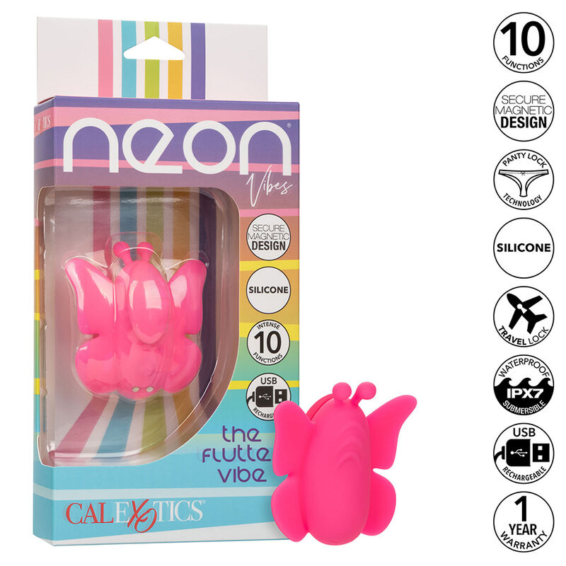 CALEXOTICS - NEON VIBES FLUTTER VIBE ESTIMULADOR DE VIBRAÇÃO 10 VIBRAÇÕES ROSA - Image 2