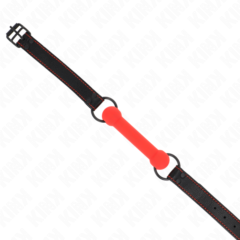 KINK - MORDAÇA DE OSSO COM ALÇA DE COURO VERMELHA AJUSTÁVEL 41-57 CM - Image 3