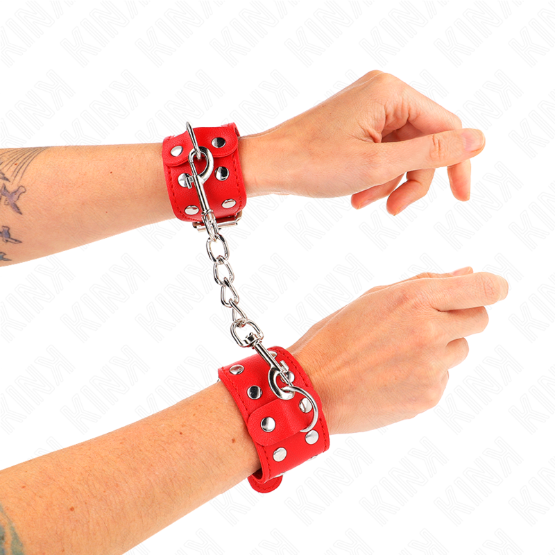 KINK - PULSEIRAS COM LINHA DUPLA DE PREGOS AJUSTÁVEIS VERMELHO - Image 3
