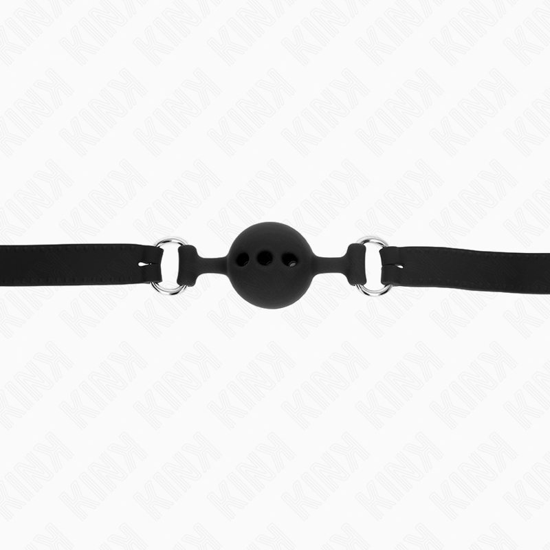 KINK - MORDAÇA COMPLETA DE SILICONE 55 x 2 CM COM BOLA DE 4 CM TAMANHO S PRETO AJUSTÁVEL 35-51 CM - Image 5
