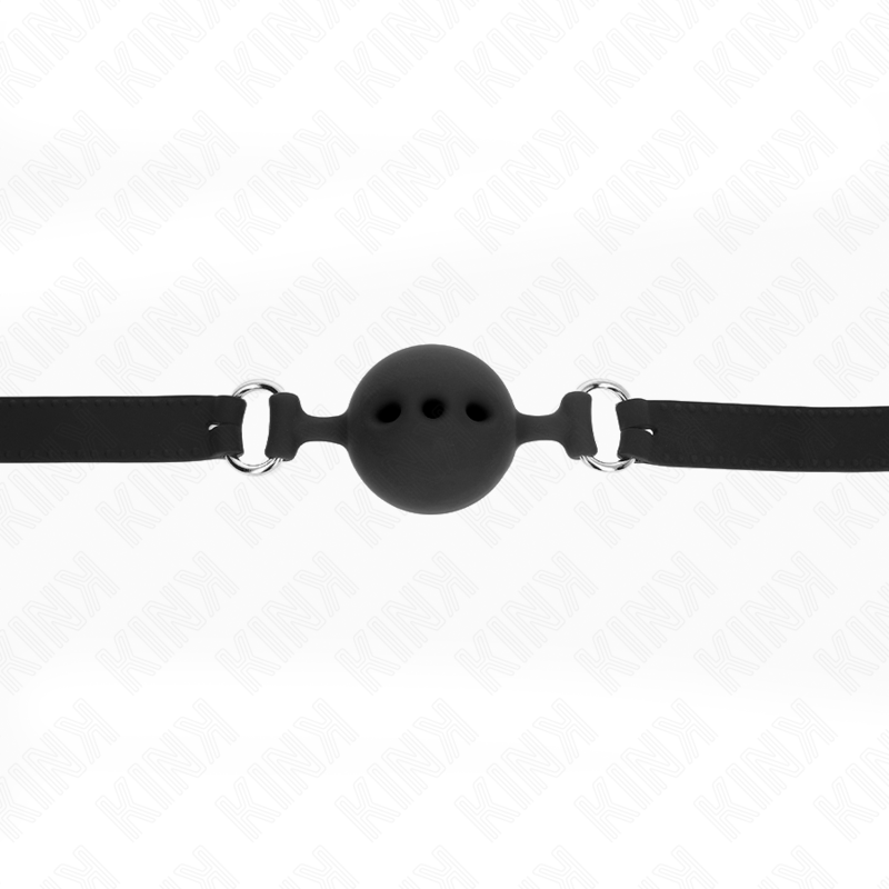 KINK - MORDAÇA COMPLETA DE SILICONE 55 x 2 CM COM BOLA DE 5 CM TAMANHO L PRETO AJUSTÁVEL 35-51 CM - Image 4