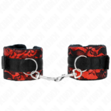 KINK - PUNHOS DE RENDA DE VELUDO CURTO E BIND DE NYLON VERMELHO / PRETO 23 X 6,5 CM