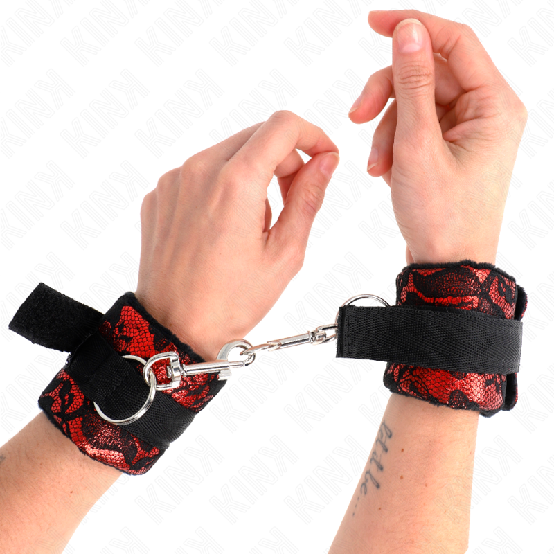 KINK - RESTRIÇÕES DE PULSO SCANDAL VERMELHO-PRETO - Image 4