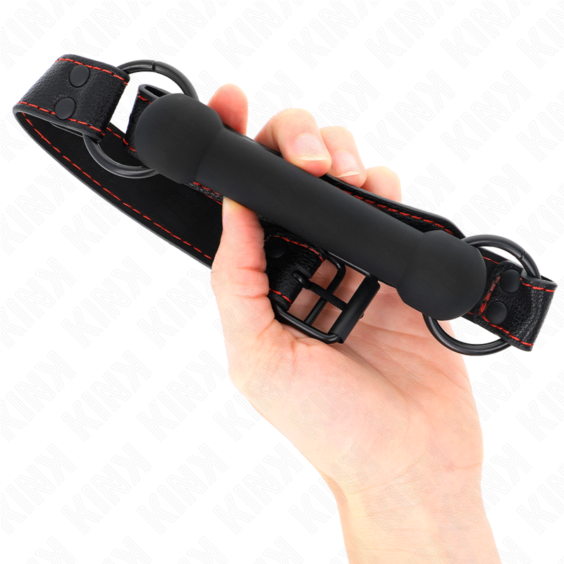 KINK - MORDAÇA DE OSSO COM ALÇA DE COURO PRETA AJUSTÁVEL 41-57 CM - Image 4