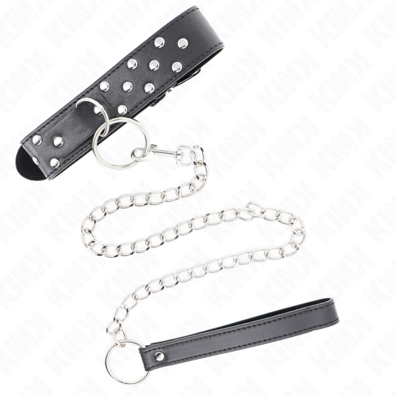 KINK - COLAR DE ALÇA DE REBITE DE ANEL COM CINTO 65 CM PRETO AJUSTÁVEL 36-50 CM X 3,8 CM - Image 4