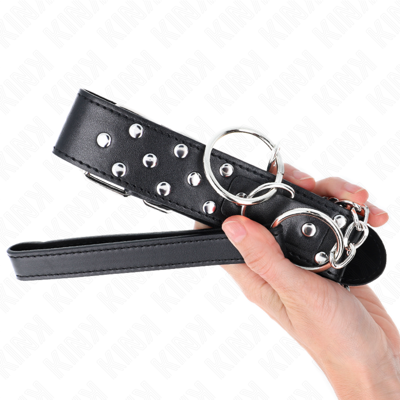 KINK - COLAR DE ALÇA DE REBITE DE ANEL COM CINTO 65 CM PRETO AJUSTÁVEL 36-50 CM X 3,8 CM - Image 5