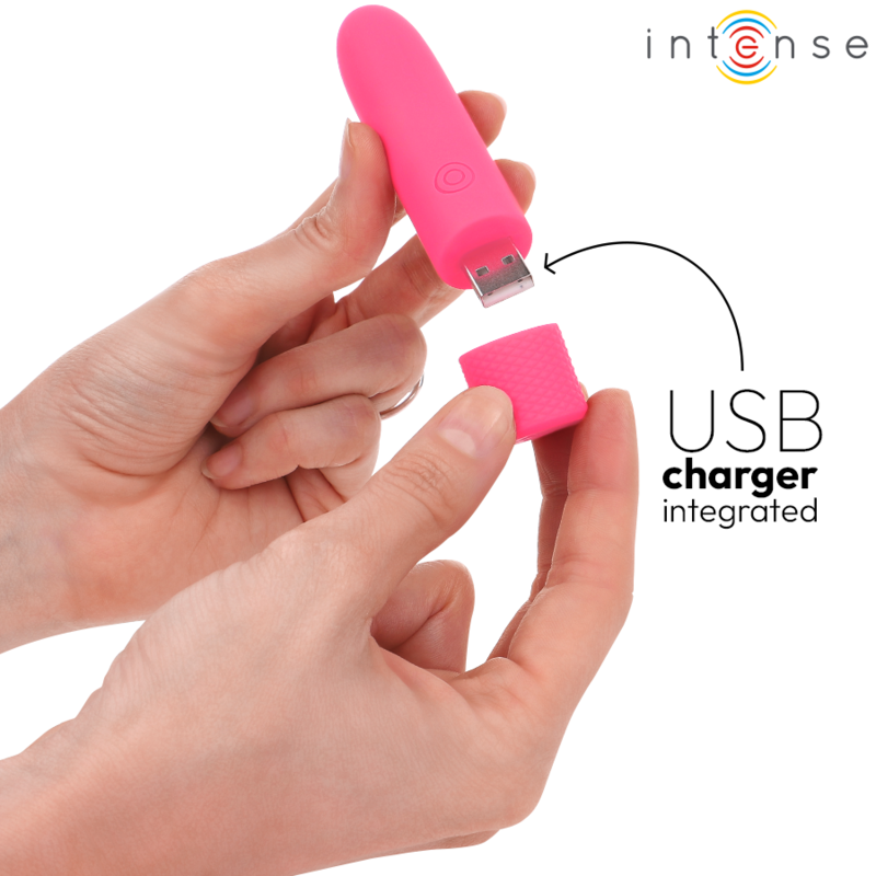 INTENSE - SYMONE USB RECARREGÁVEL VIBRATÓRIA BULLET 8 VIBRAÇÕES ROSA 10 X 2,2 CM - Image 5