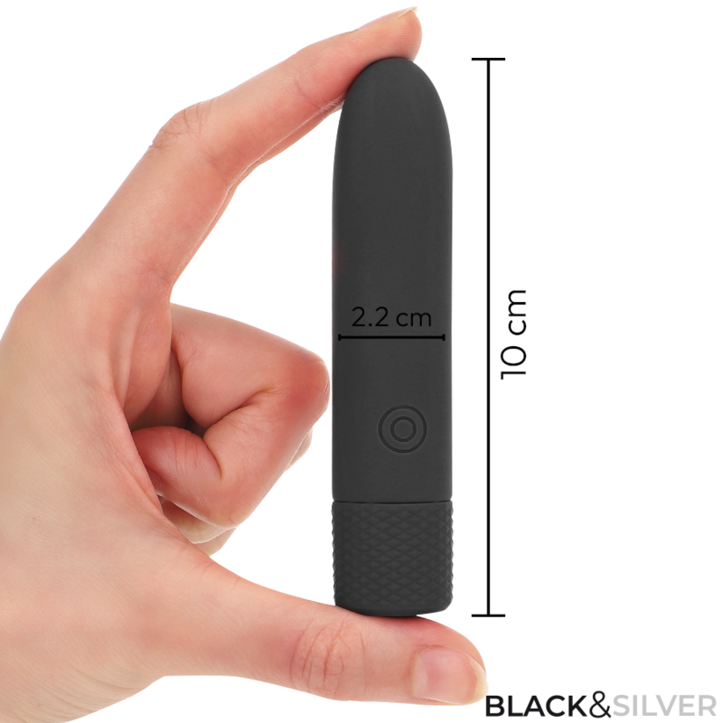 BLACK SILVER - GERI USB RECARREGÁVEL VIBRATÓRIA BULLET 8 VIBRAÇÕES PRETO 10 X 2,2 CM - Image 5