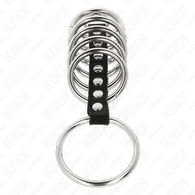 KINK - 7 ANÉIS DE METAL DE 3,2 CM A 5 CM CONECTADOS POR COURO - Image 3