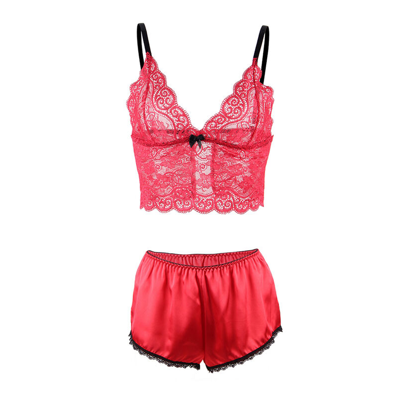 SUBBLIME - 953904 CAMISOLA DE SEDA E RENDA + CALCINHA VERMELHA L/XL - Image 5