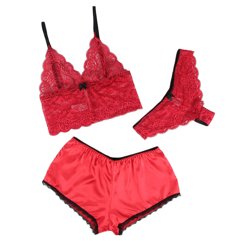 SUBBLIME - 953904 CAMISOLA DE SEDA E RENDA + CALCINHA VERMELHA L/XL - Image 3