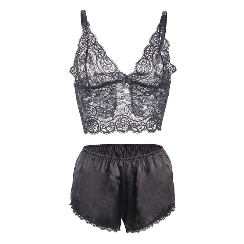 SUBBLIME - 953911 CAMISOLA DE SEDA E RENDA + CALCINHA PRETA S/M - Image 5
