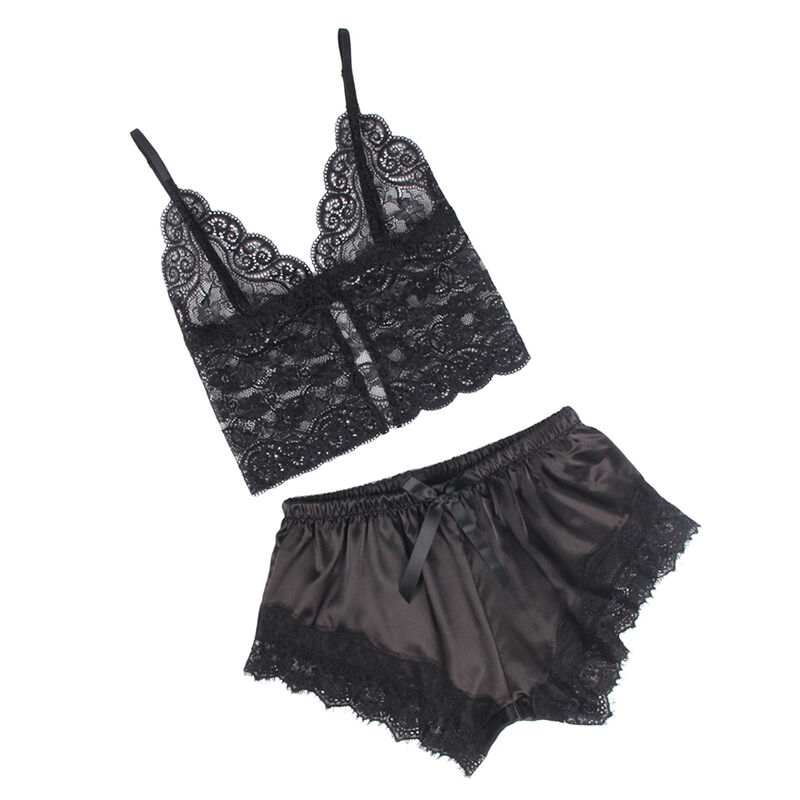 SUBBLIME - 953942 CAMISOLA DE SEDA CASUAL + CALÇA DE RENDA PRETA L/XL - Image 4