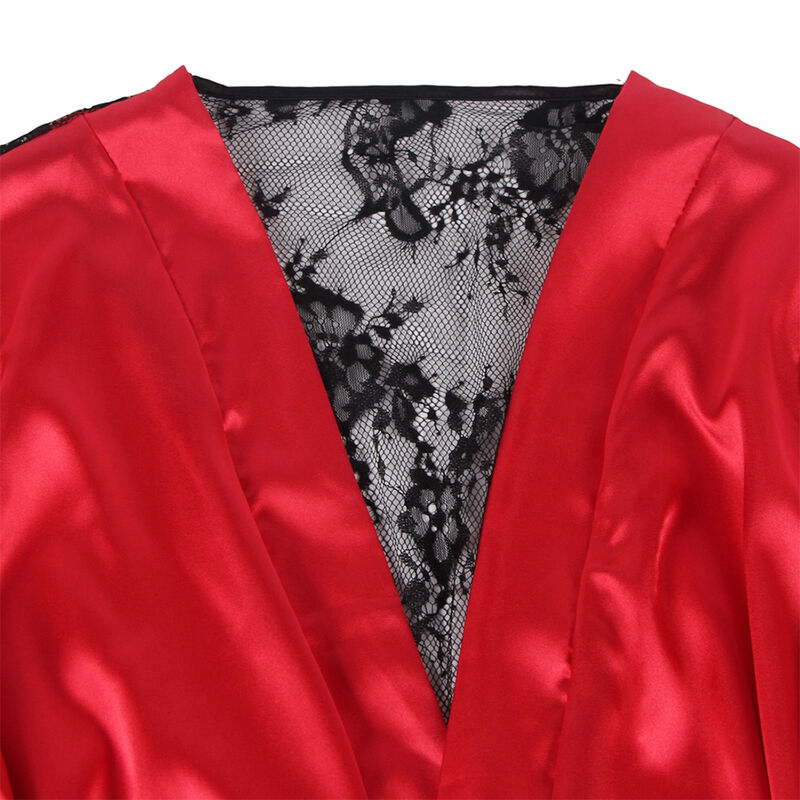 SUBBLIME - 954017 CAMISOLA DE RENDA TRANSPARENTE NAS COSTAS + TANGA VERMELHO/PRETO S/M - Image 5
