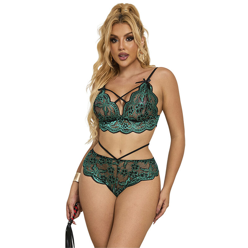 SUBBLIME - 954093 SUTIÃ + CALCINHA RENDA VERDE L/XL - Image 4