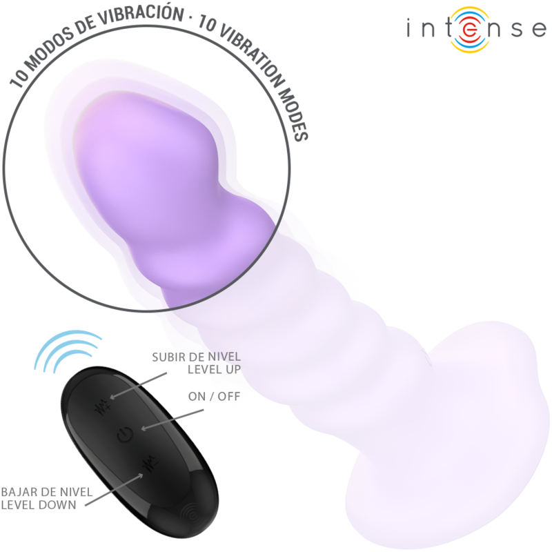 INTENSE - VIBRADOR BRENDA TAMANHO M DESIGN ESPIRAL 10 VIBRAÇÕES ROXO CONTROLE REMOTO - Image 3
