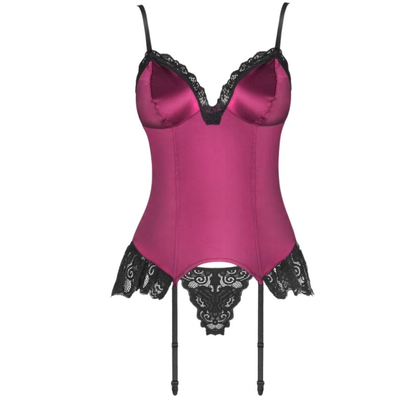 LIVCO CORSETTI FASHION - AGRAFENA CF 90436 CORSET + TANGA BORGONHA L/XL - Image 4