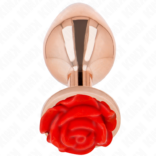 KINK - PLUG ANAL ROSA OURO COM ROSA VERMELHA L