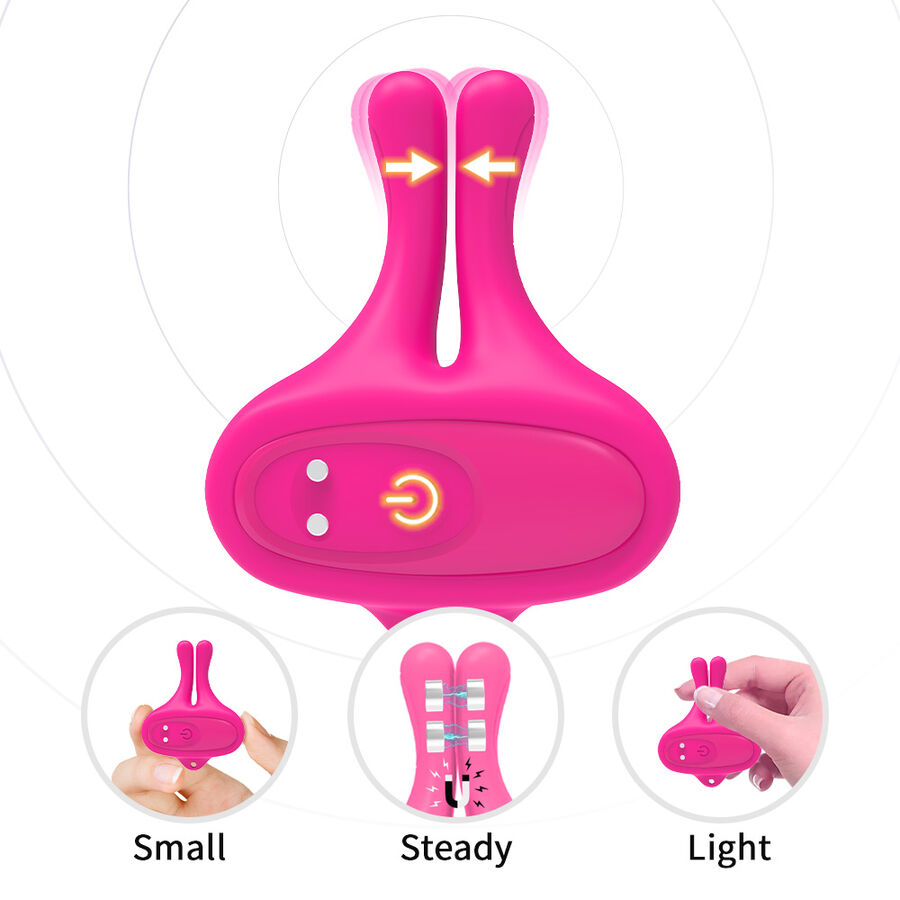 ARMONY - GRAMPOS MAGNÉTICOS DE MAMILOS COM VIBRAÇÃO EM FORMA DE COELHO ROSA - Image 3