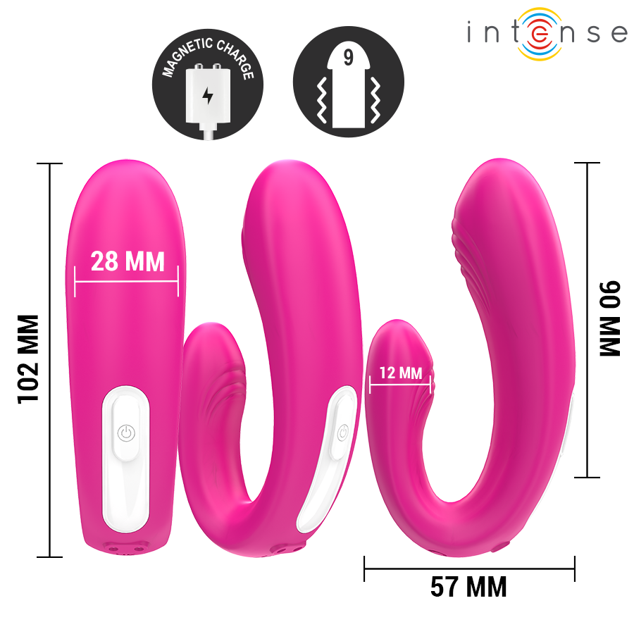 INTENSE - JANET DUAL ESTIMULADOR EM U E VIBRADOR COM CONTROLE REMOTO ROSA - Image 4