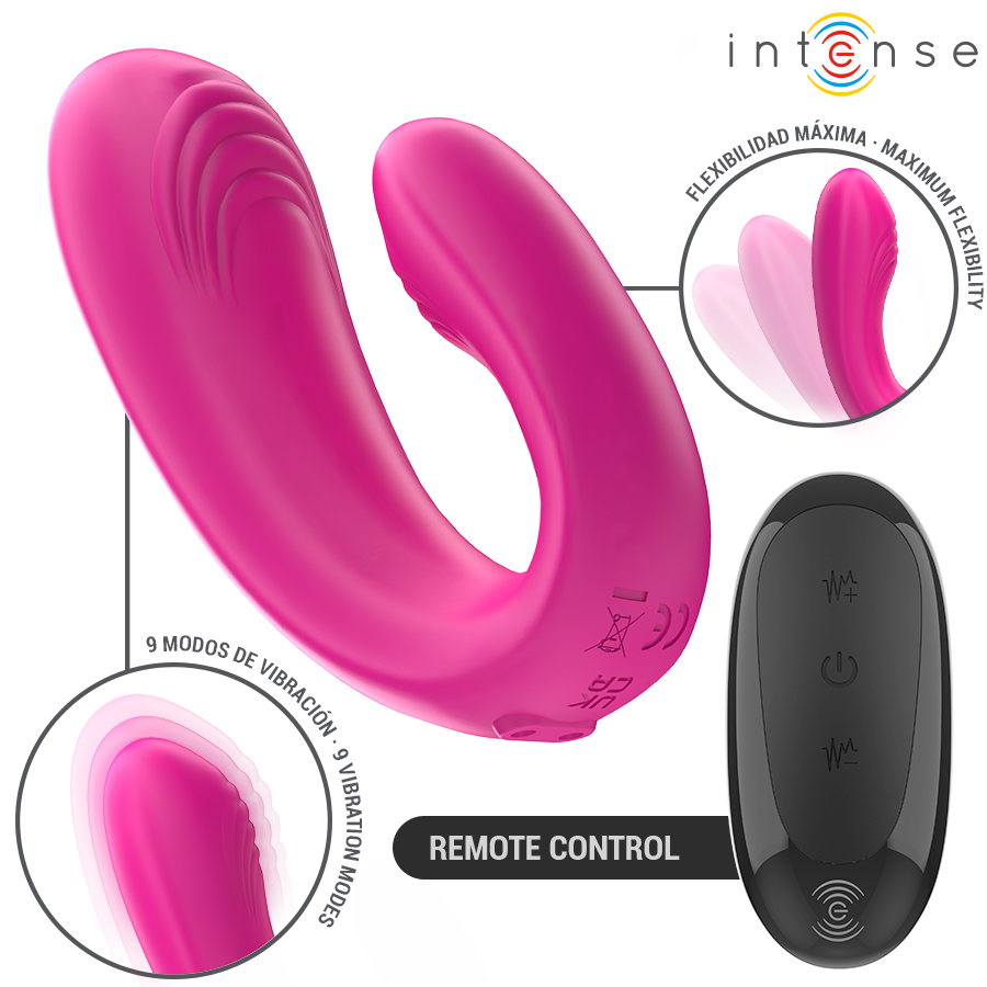 INTENSE - JANET DUAL ESTIMULADOR EM U E VIBRADOR COM CONTROLE REMOTO ROSA - Image 3
