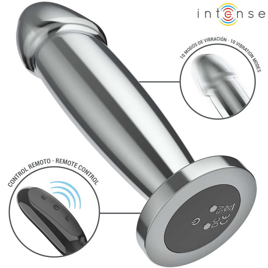 INTENSE - PLUG ANAL 10 VIBRAÇÕES DILDO DE METAL COM CONTROLE REMOTO M - Image 3