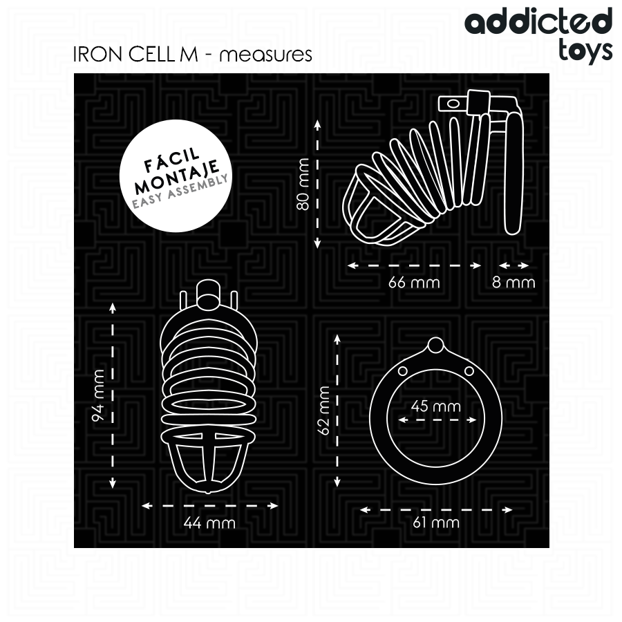 ADDICTED TOYS LOCKED - GAIOLA DE PÊNIS DE METAL COM CÉLULA DE FERRO TAMANHO M - Image 5