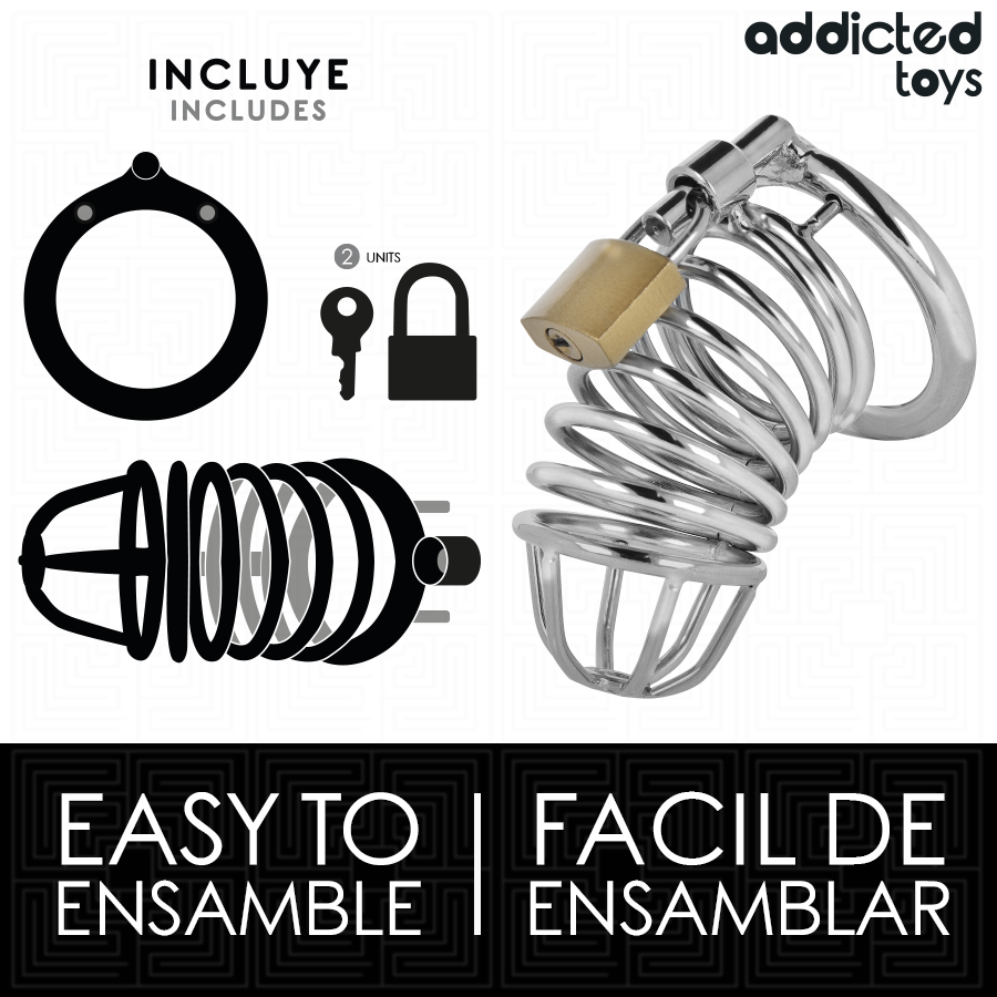ADDICTED TOYS LOCKED - GAIOLA DE PÊNIS DE METAL COM CÉLULA DE FERRO TAMANHO M - Image 4