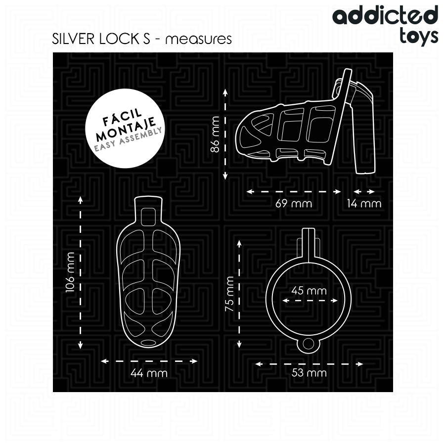 ADDICTED TOYS LOCKED - GAIOLA DE PÊNIS DE METAL COM TRAVA DE PRATA TAMANHO S - Image 5