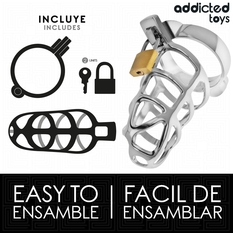 ADDICTED TOYS LOCKED - GAIOLA DE PÊNIS DE METAL COM TRAVA DE PRATA TAMANHO S - Image 4