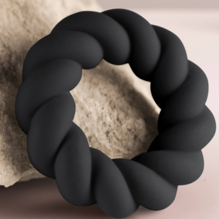 ROCKS-OFF - ANEL MASTURBADOR DE SILICONE PRETO TWIST - Image 5