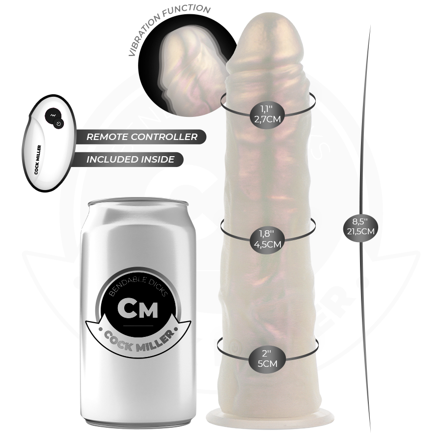 COCK MILLER - DILDO COM VENTOSA, LUZES E VIBRAÇÃO COM CONTROLE REMOTO BRANCO 21,5 CM - Image 3